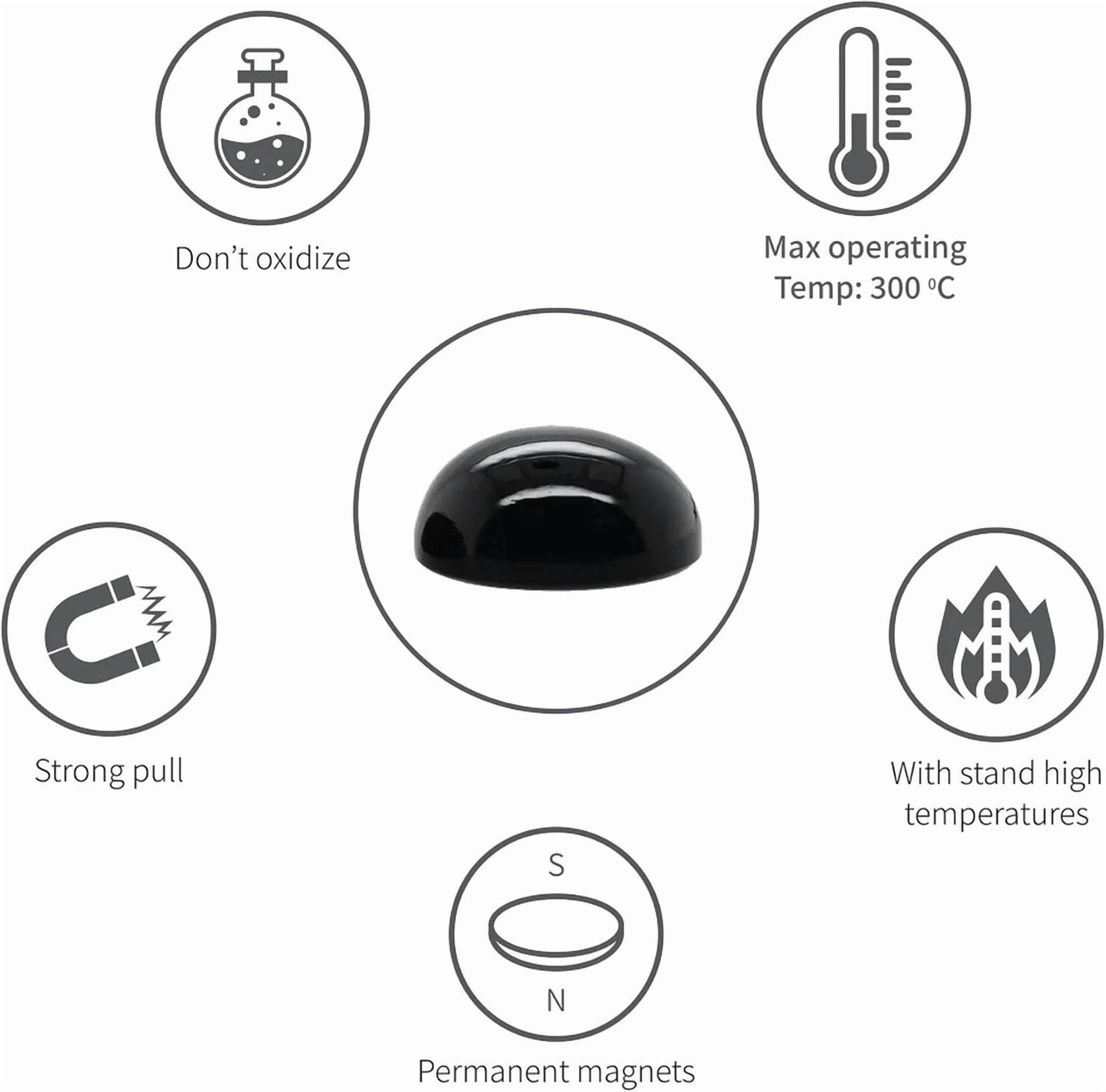 10X4Mm Polished Black Round Magnets For Fridge, Crafts, Office & Whiteboard