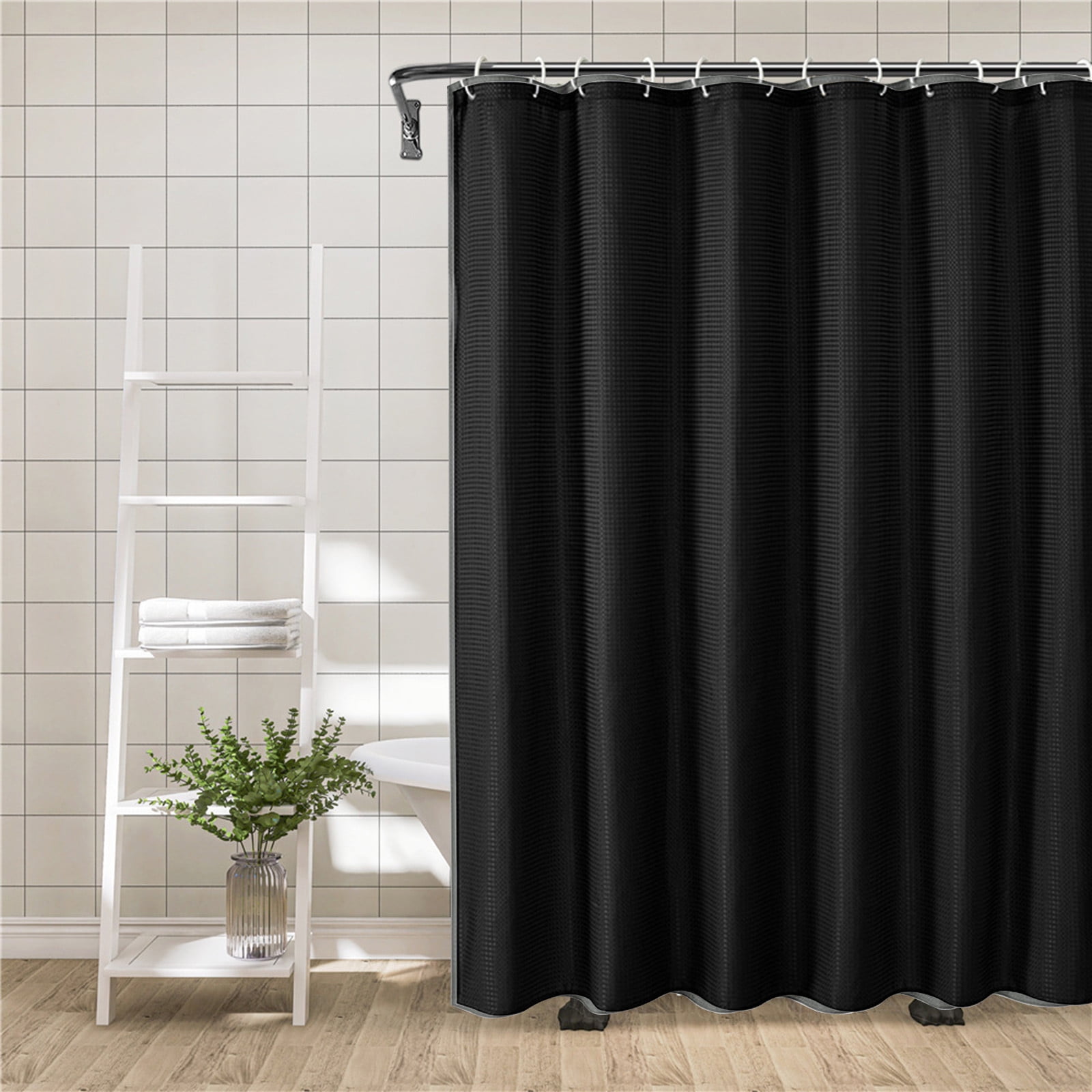 Teal Heavy Duty Polyester Shower Curtain, Hotel Weave Water Repellent Bath Curtain, 180x180cm Cloth Fabric with 12 Hooks, Modern Bathroom Decor