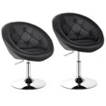 thumbnail image 1 of Patiojoy Set of 2 Modern Swivel Bar Stools Height Adjustable Round Tufted Back Accent Chair Black, 1 of 9