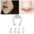 thumbnail image 2 of serony Magnetic Fake Septum Nose Rings Hoop Horseshoe for Women Bright Silver, 2 of 8
