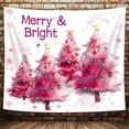thumbnail image 4 of Merry Christmas Tapestry, Abstract Watercolor Pink Xmas Tree Ball Forest Farmhouse Colorful Star Winter Holiday Bedroom Living Room, Tapestries Aesthetic Home Decor, 60X40IN, 4 of 5