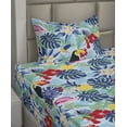 thumbnail image 2 of Ambesonne Exotic Birds Fitted & Flat Sheet with Sham 3 Pcs Set, Toucan Flamingo Floral, Twin, Sky Blue Multicolor, 2 of 4