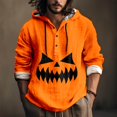 thumbnail image 2 of Chemise Décontractée Imprimée Halloween pour Hommes Col Rond Boutonnée Design Taches de Sang Manches Longues Grande Taille Haut Confortable Élégant, 2 of 5