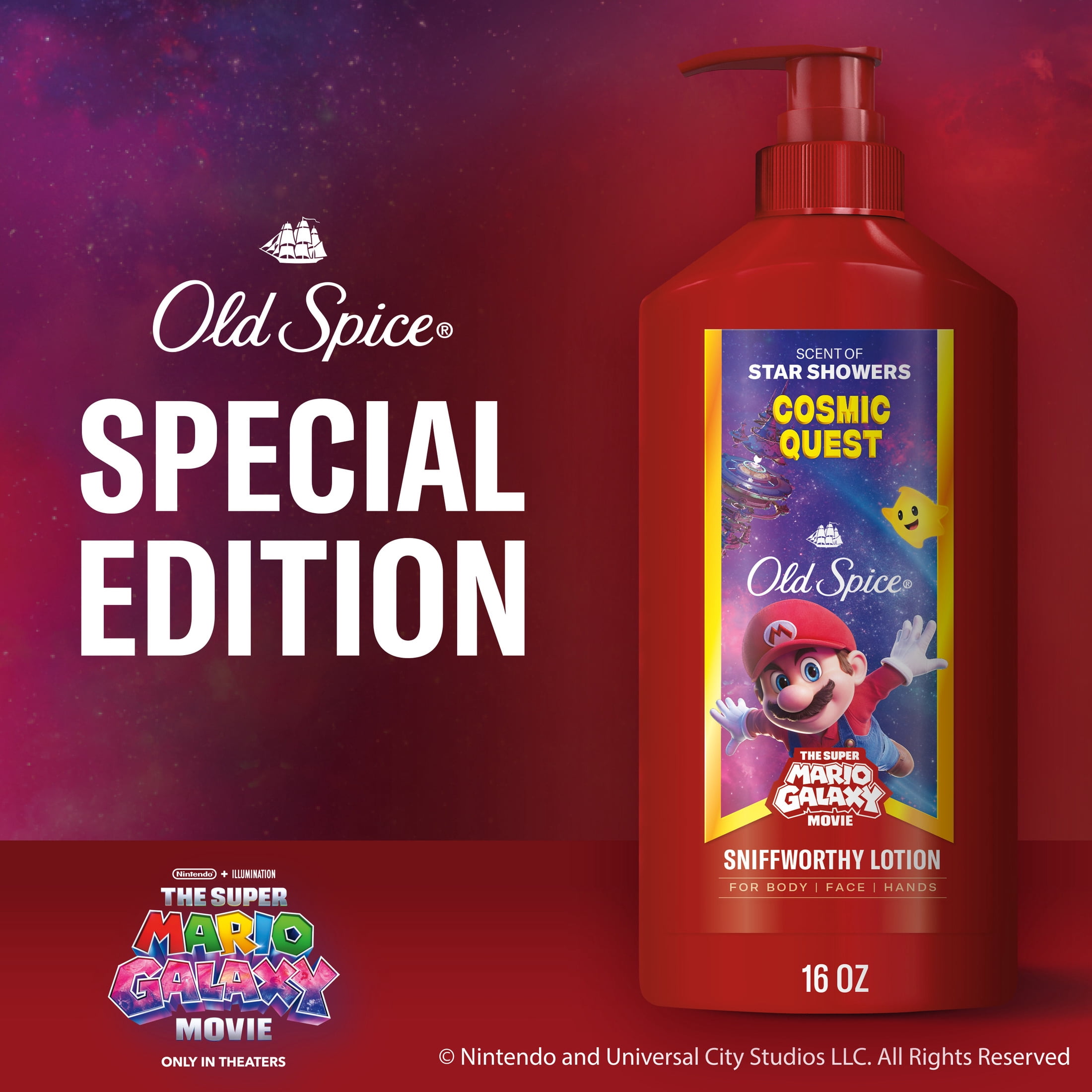 Old Spice Hand and Body Lotion for All Skin Types, Cosmic Quest, Old Spice x The Super Mario Galaxy Movie, 16oz