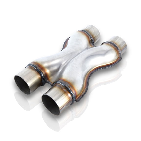 Stainless Steel X-Pipe Exhaust Crossover, Dual 3" Inlet/Outlet, 12" Length Universal X-Pipe