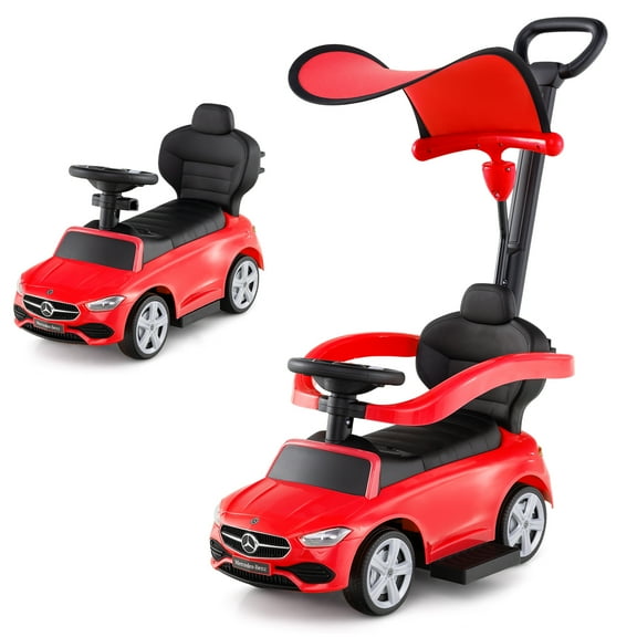 Costway 3-in-1 Mercedes Benz Push & Pedal Ride-On, Red