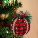 thumbnail image 4 of 6 uds adornos de bolas a cuadros navideños-adornos de bolas de tela a cuadros de búfalo negro y rojo de 3 pulgadas con conos de pino y vegetación Zhivalor WRJM-387-1, 4 of 6