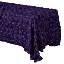 Satin Rosette 3D Pop-Up Floral Tablecloth Eggplant