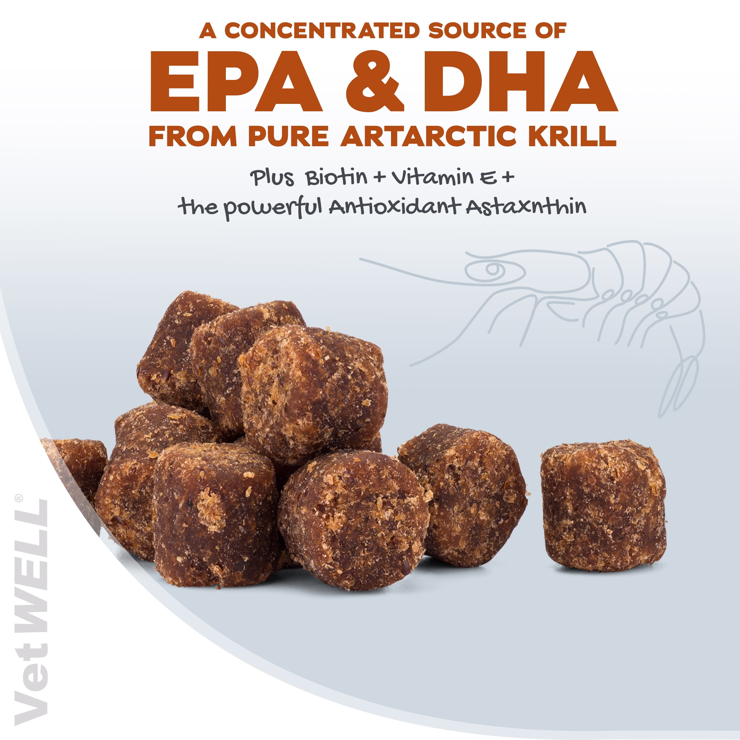 VetWELL Omega 3 Supplement for Dogs with Krill Oil and Astaxanthin, 60 Count