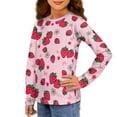 thumbnail image 2 of Jiueut Strawberry Daisy Cute Shirts for Girls for School Tee Shirt Casual Crewneck Pullover Tops Long Sleeve Basic Layering T Shirt 3-4 T Loose Tunic Blouses Soft Sweatshirts, 2 of 7