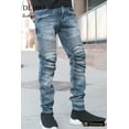 thumbnail image 3 of Saronite Creased Biker Skinny Fit Cotton Denim Jeans Pants, Indigo (Men's), 3 of 5