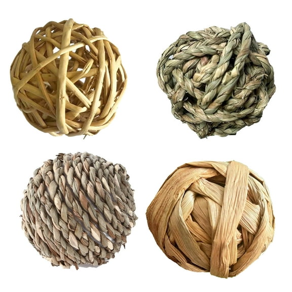 BESTSKY 4 Pcs Grass Ball,Chewing Fun Parrot Chewing Toys,Safe Straw Woven Balls