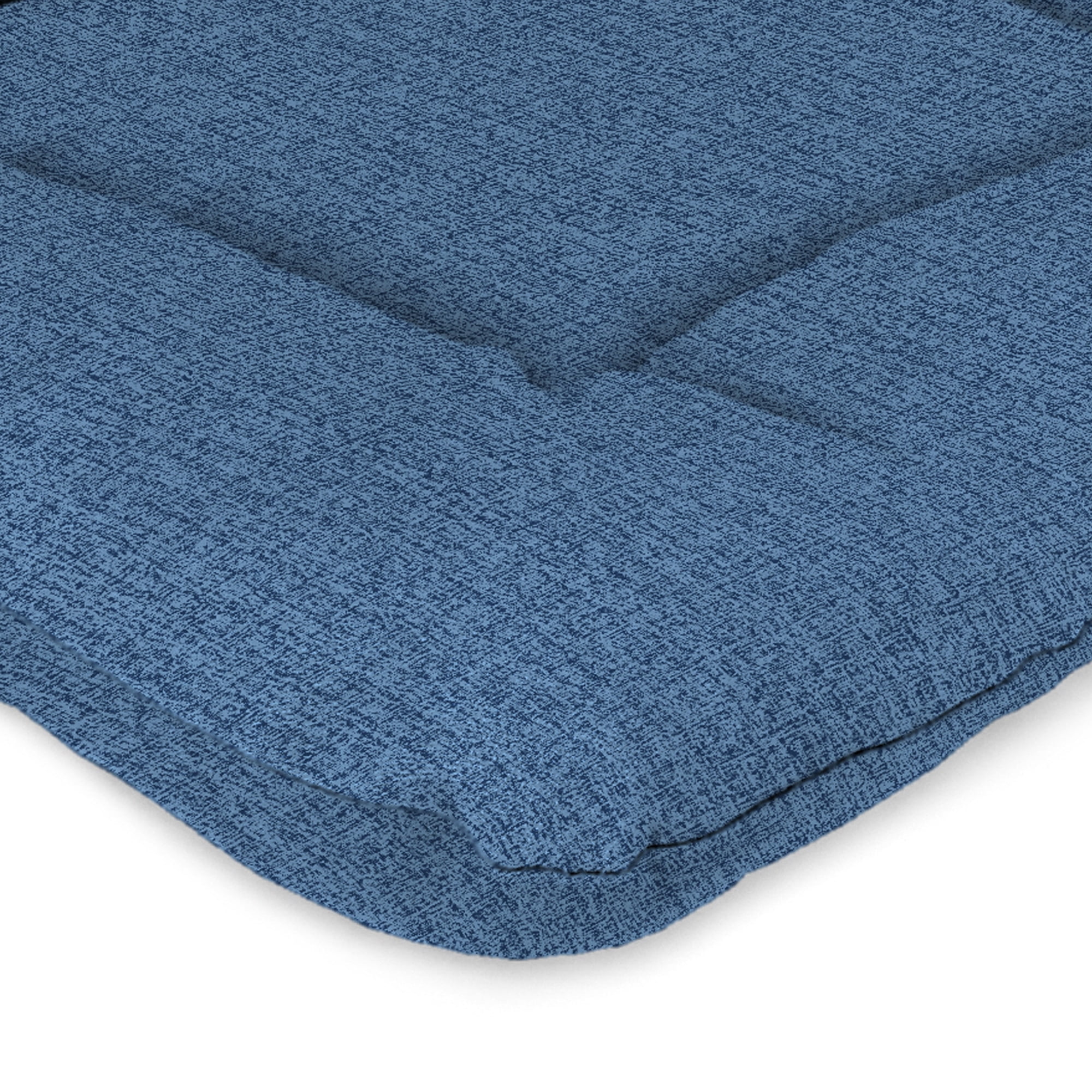 Jordan Manufacturing 38" x 21" McHusk Capri Blue Crosshatch Rectangular Outdoor Wrought Iron Chair Cushion with Ties and Hanger Loop