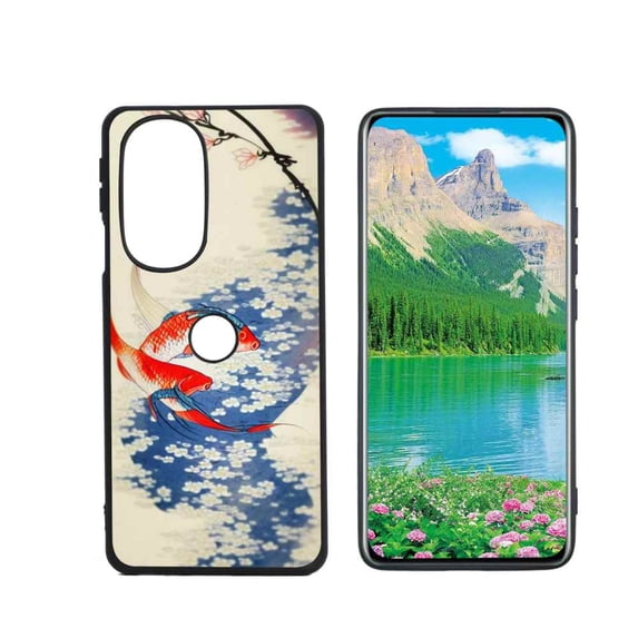Compatible with Motorola Edge 30 Pro Phone Case, Japanese-Inspired-cherry-blossom-koi-fish-1 Case Silicone Protective for Teen Girl Boy Case for Motorola Edge 30 Pro