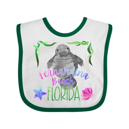 

Inktastic Fernandina Beach Florida Cute Swimming Manatee Gift Baby Boy or Baby Girl Bib