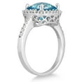 thumbnail image 2 of SZUL Women's 2 1/2 Carat Cushion Cut Blue Topaz and Diamond Ring 14K White Gold, 2 of 3