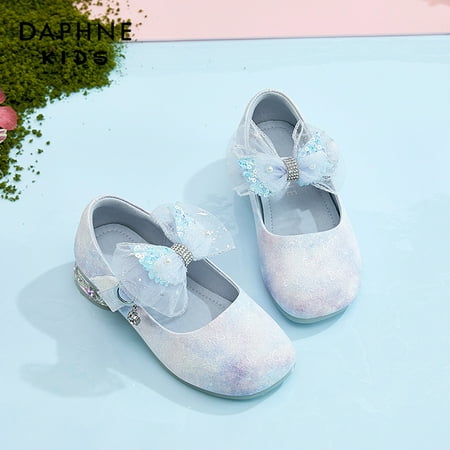 

DAPHNE Girls Cute Mesh Bow Tie Dye Sequin Shoes Soft Sole Non-slip Slip-on Princess Shoes Mary Jane Flats For Party Performance