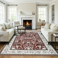 thumbnail image 3 of Wellber Soft Rugs Retro Area Rug Vintage Carpet for Living Room Bedroom Office Home Decor,5'x8',Red, 3 of 7