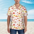 thumbnail image 2 of Xecao Cute Cartoon Mushrooms print Hawaiian shirt - a stylish short-sleeve button-down for men, perfect for casual beach and tropical outings., 2 of 9
