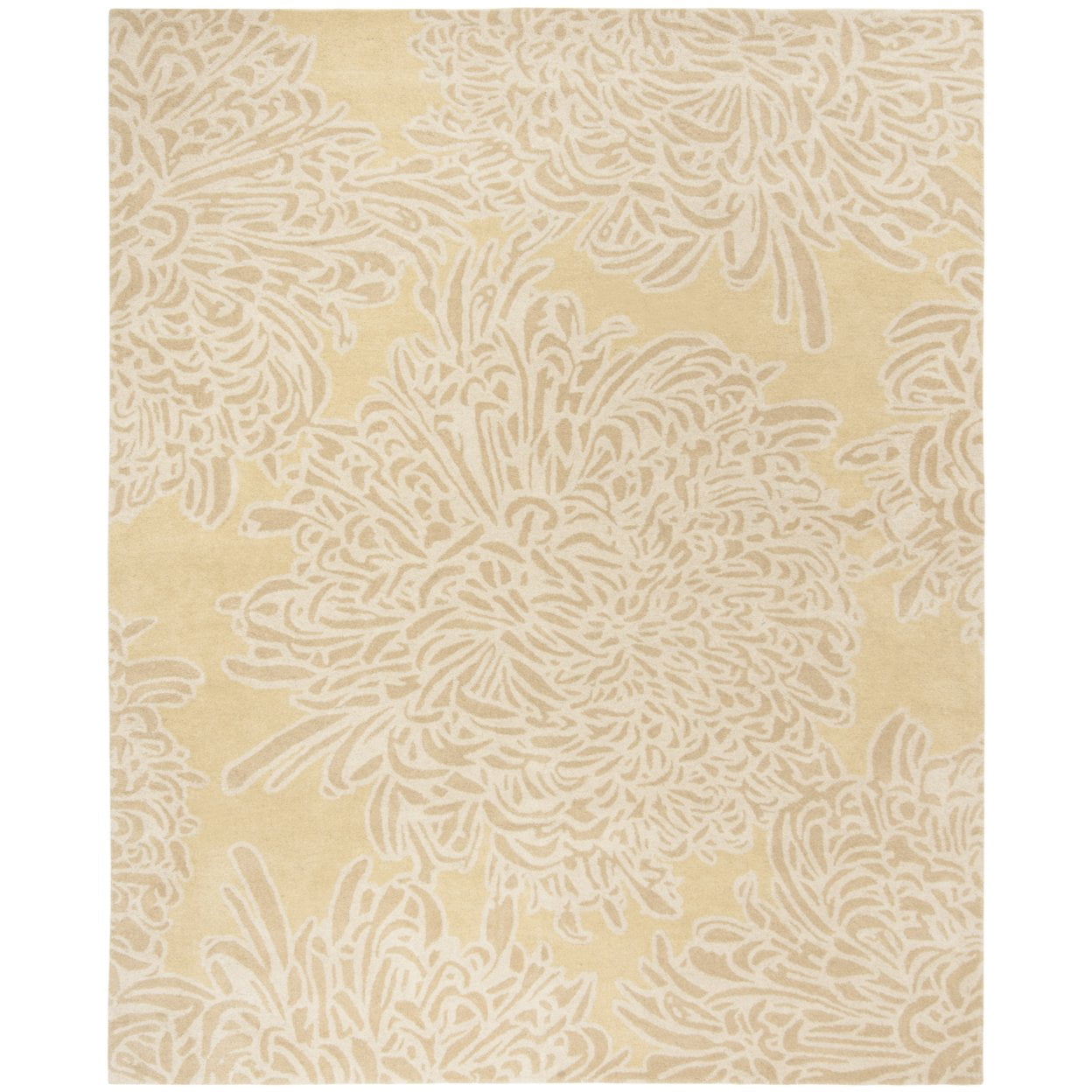 SAFAVIEH Martha Stewart Chrysanthemum Floral Wool Runner Rug, Malted, 2'3" x 8'
