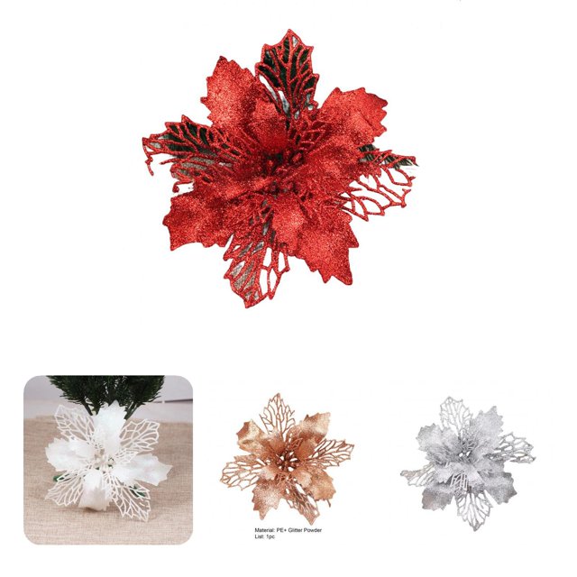 Christmas Flowers Fine Workmanship Not Wither No Withering Weather-resistant Wide Application Plastic Artificial Plants Handcraft for Home