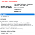 thumbnail image 2 of Front Brake Pad Sensor - Compatible with 2011 - 2015 BMW 740i 2012 2013 2014, 2 of 2