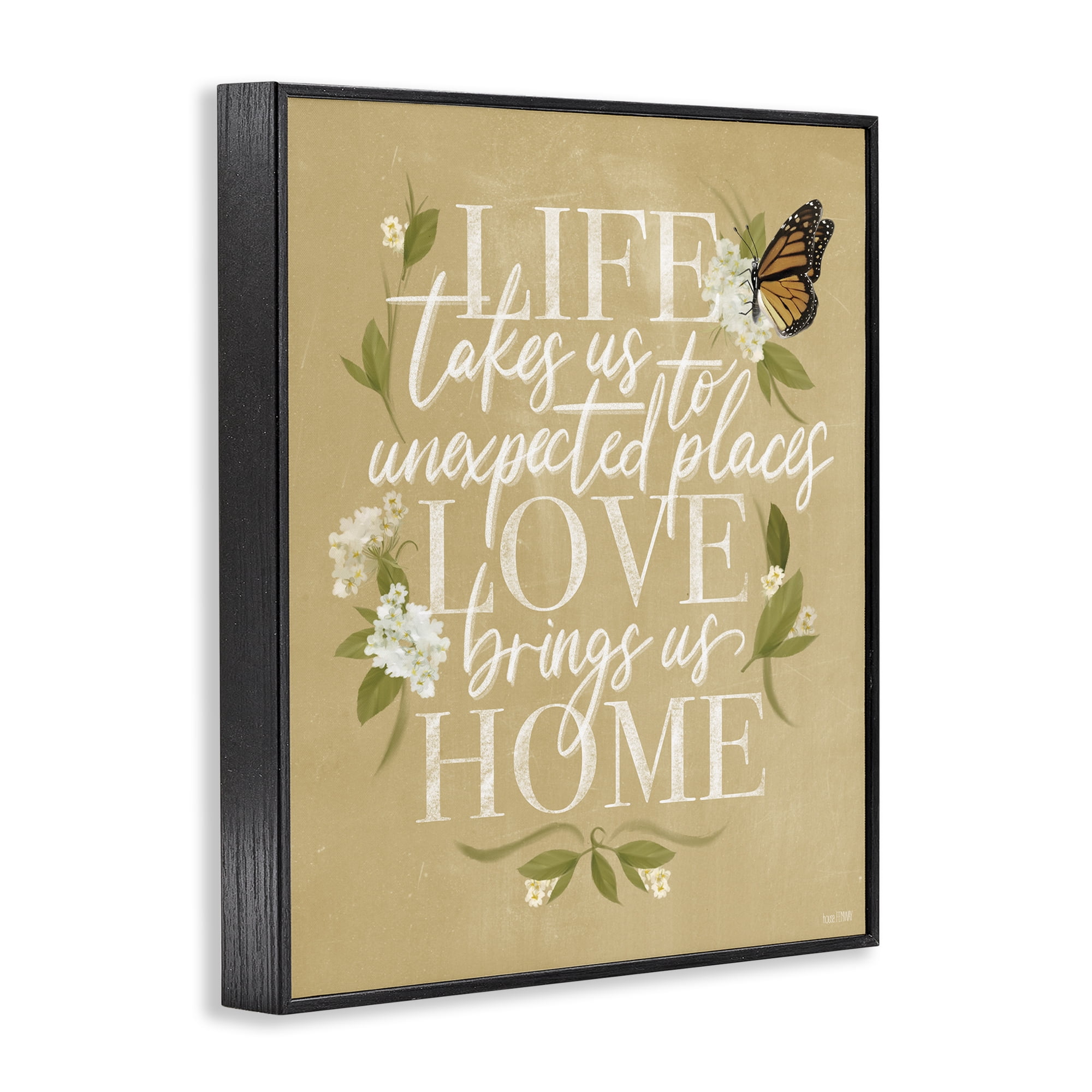 Stupell Industries Love Brings Us Home Botanical & Floral Painting Black Framed Art Print Wall Art, 16 x 20