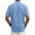 thumbnail image 3 of VV AVEORS Mens Button Down Shirts Dressy Casual Short Sleeve Shirt Linen Summer Beach Business Workout Tops Light Blue 2XL, 3 of 3