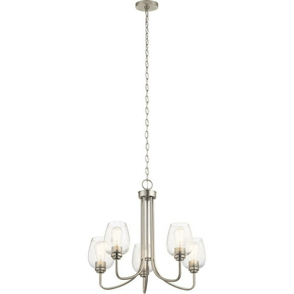 5 Light Medium Chandelier 22.75 Inches Tall By 24.25 Inches Wide-Brushed Nickel Finish-Clear Seeded Glass Color -Traditional Installation Kichler