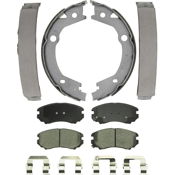 Detroit Axle - Front Ceramic Brake Pads   Rear Brake Shoes Replacement for Hyundai Sonata Tucson Elantra Kia Sportage Optima - 4pc Set