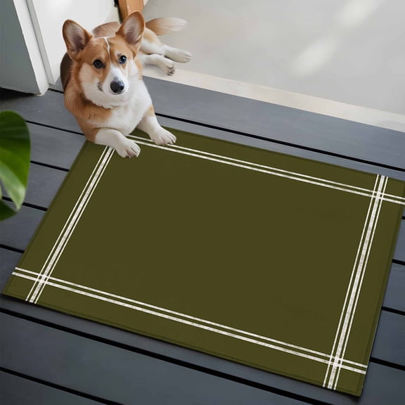Olive Green 2x3 Area Rugs for Living Room, Solid Color Non Slip Floor Mat Washable Low-Profile Indoor Carpet for Bedroom, Dining Room, Bathroom