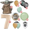 thumbnail image 2 of 19pc Star Wars Balloons The Child Baby Yoda Balloon Party Kit with 40" Sand Colored Number 7 Balloon - Birthday Party Decoration Supplies, 2 of 11