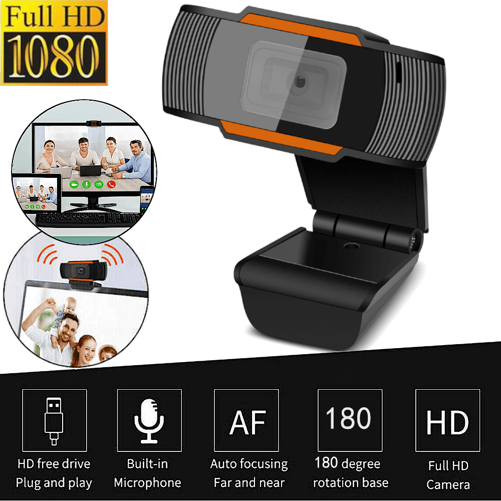 Webcam with Microphone,1080P USB 2.0 Noise-Cancelling Web Camera Plug and Play Rotatable Laptop Web Cam for Desktop PC Video Calling Online Class Conferencing Streaming Recording Gaming