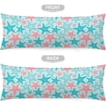 thumbnail image 3 of Coastal Body Pillow Cover Nautical Pink and Turquoise Sea Stars Summer Beach Marine Ocean Theme Starfish Cushion Long Pillowcase with Zipper Decorative Large Bedding Pillow Cases for Couch,20"x54", 3 of 5