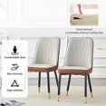 thumbnail image 3 of SUDICA 63" Glass Dining Table Set for 6, Gray-Brown PU Chairs, Gold Base for Villa Dining Room, 3 of 7