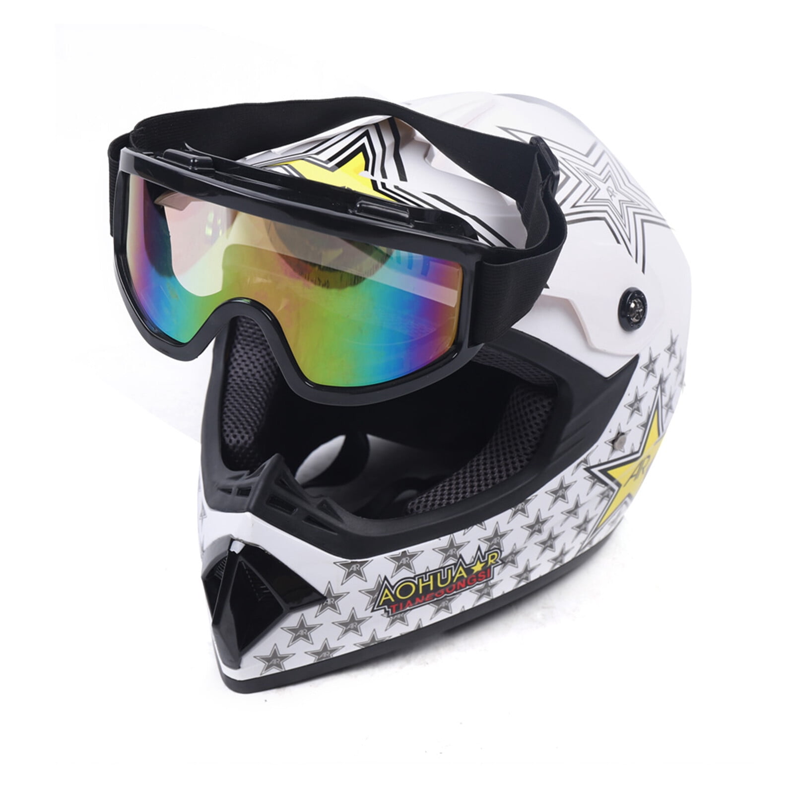 DOT Motorcycle Adult Helmet +Goggles +Gloves Motocross MX ATV Dirt Bike Off-Road