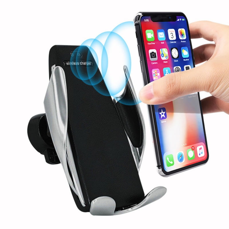 Wireless Charger Car Touch Sensing Automatic Retractable Clip Fast Charging Compatible for iPhone Xs Max/XR/X/8/8Plus Samsung S9/S8/Note 8 