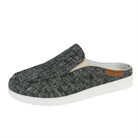 

Women s Casual Canvas Shoes Half Wrapped Slippers Summer Slip-on Walking Shoes Flat Shoes Luxury Mules Slip-on Shallow Single Shoes Half-drag Canvas Shoes Female Slippers Spring 41 Gray
