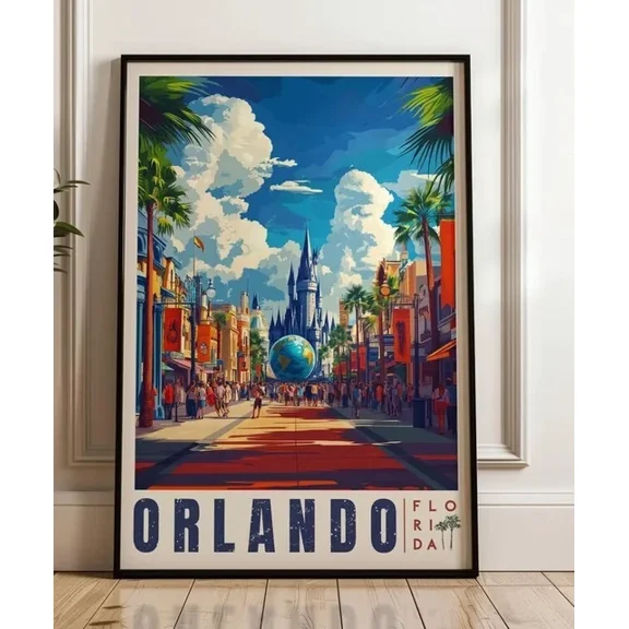 Kna Prints - Orlando Travel Poster - Florida Wall Art Print, Illustration Poster, Artwork For Home Decor, Living Room, Bedroom, Office, UNFRAMED-8x12