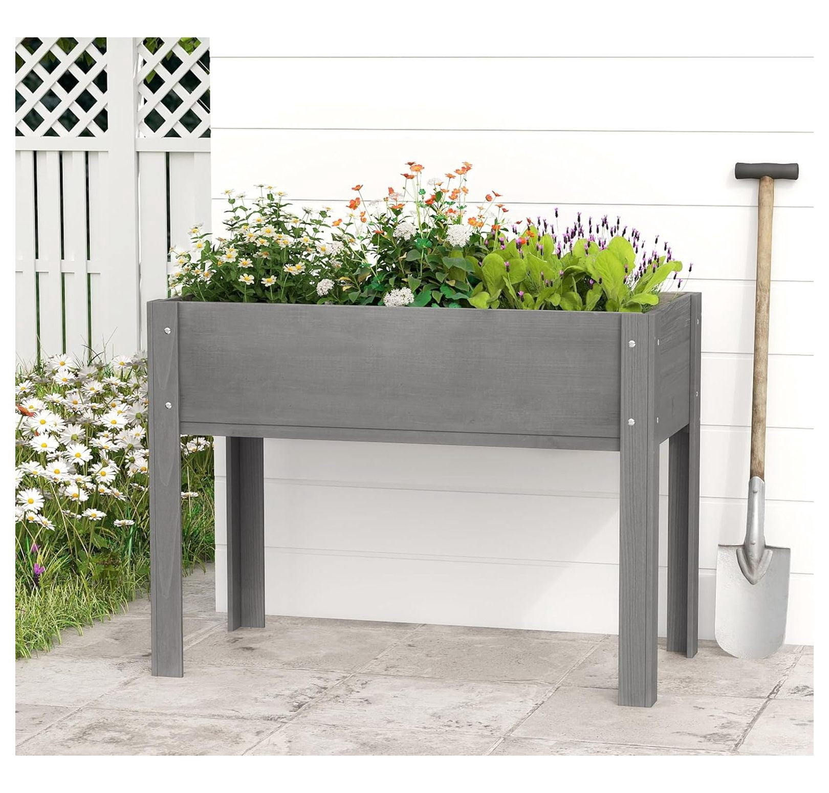40x20x31 inch Raised Garden Bed with Legs, Elevated Wooden Planter Box for Outdoor Plants Flowers Fruits Vegetable Growing