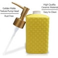 thumbnail image 5 of Gold Soap Dispenser, Ceramic Lotion Pump Bottle with Refined and Vintage Emboss, Home Decoration for Bathroom or Kitchen (White), 5 of 14