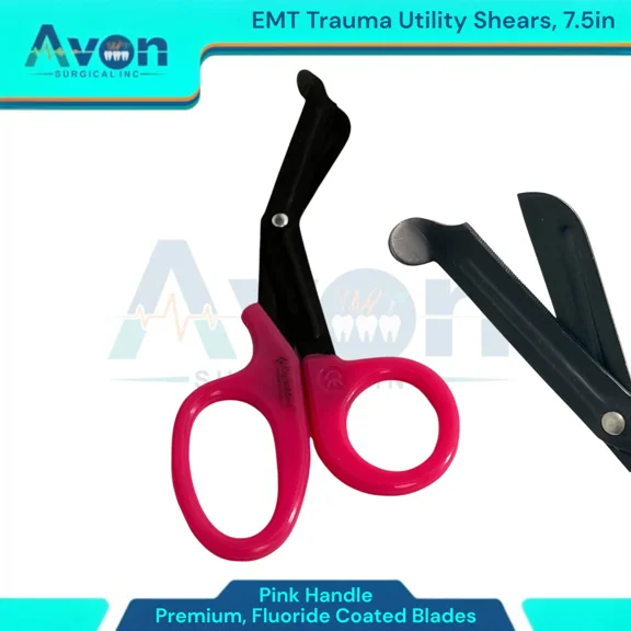 Pink Emt Trauma Utility Shears, 7.5", Fluoride-Coated, First-Aid Scissors