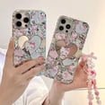thumbnail image 2 of Funda de teléfono móvil con correa de teléfono galvanizada plateada con espejo de corazón amoroso de hello kitty rosa de dibujos animados para Iphone 12 13 14 15 Pro Max, 2 of 4