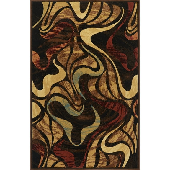 Home Dynamix Catalina Picasso Contemporary Artistic Swirl Area Rug, Black/Brown, 19.6"x31.5"