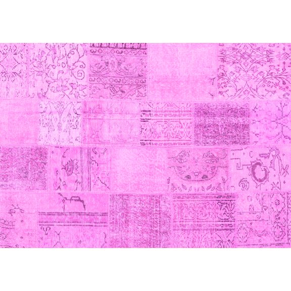 Ahgly Company Indoor Rectangle Patchwork Pink Transitional Area Rugs, 2' x 5'