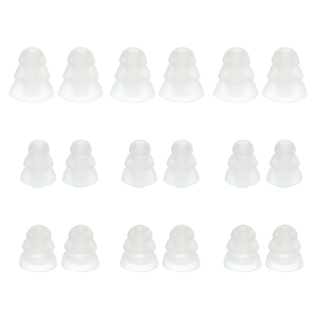 Consejos de auriculares de silicona de triple flanja Uxcell bajo ruido S/M/L 9 pares claros
