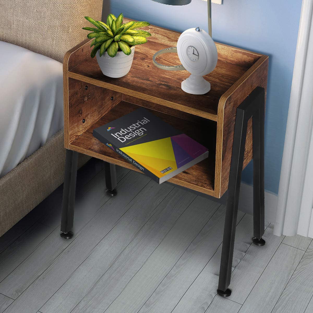 KingSo Industrial Nightstand End Table  Stackable Side 