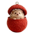 thumbnail image 2 of Christmas Knit-Ball Animals Series Acrylic Ornaments Cute Woodlands Friend With Fair-Isle Patterns, 2 of 6