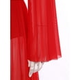 thumbnail image 7 of Lejafay Women Lyrical Dance Dress One Shoulder Flared Sleeve Flowy Split Dress Red L, 7 of 7
