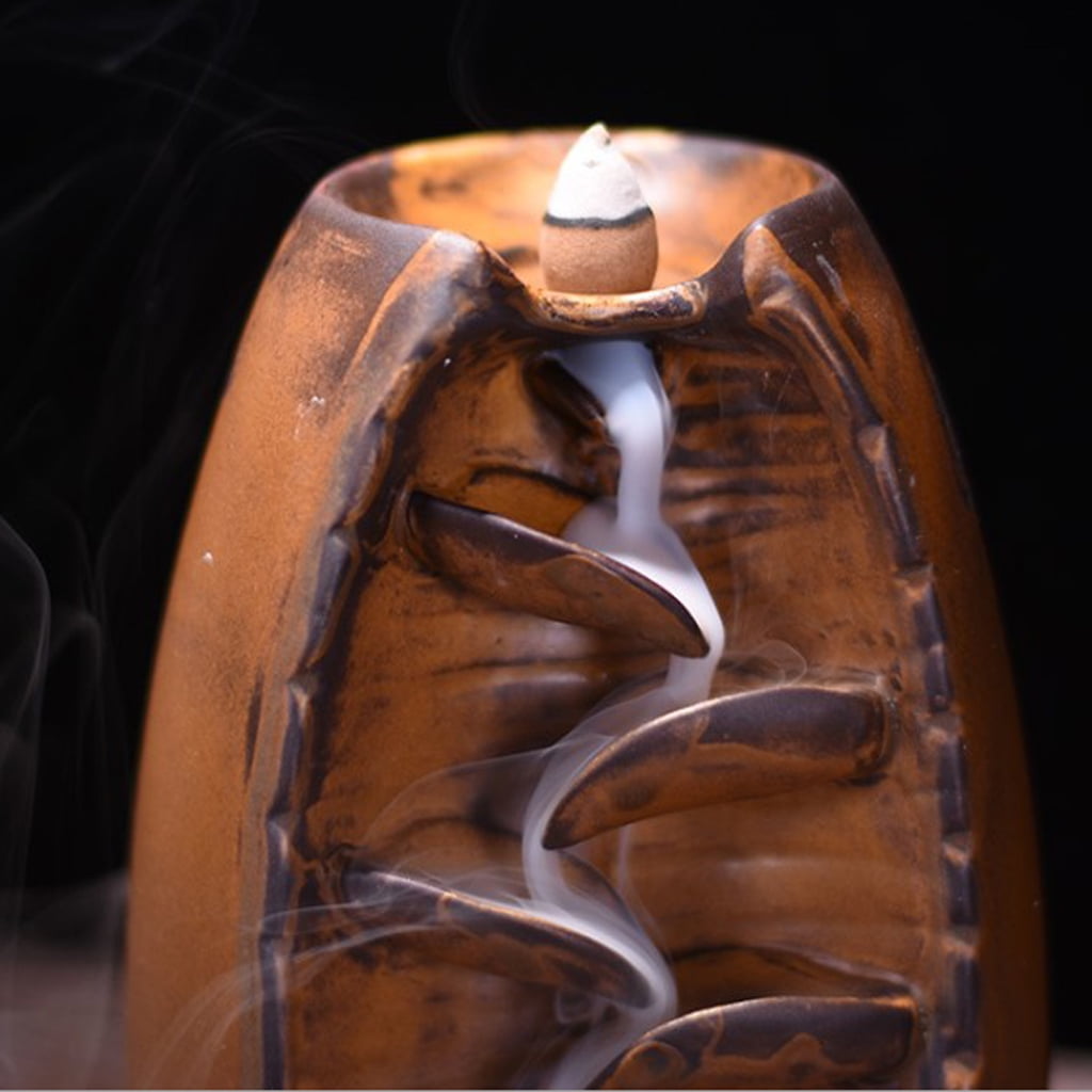 WLPZXP Porclain Home Meditated Mountain Backflow Incense Burner Cones Holder Case b b